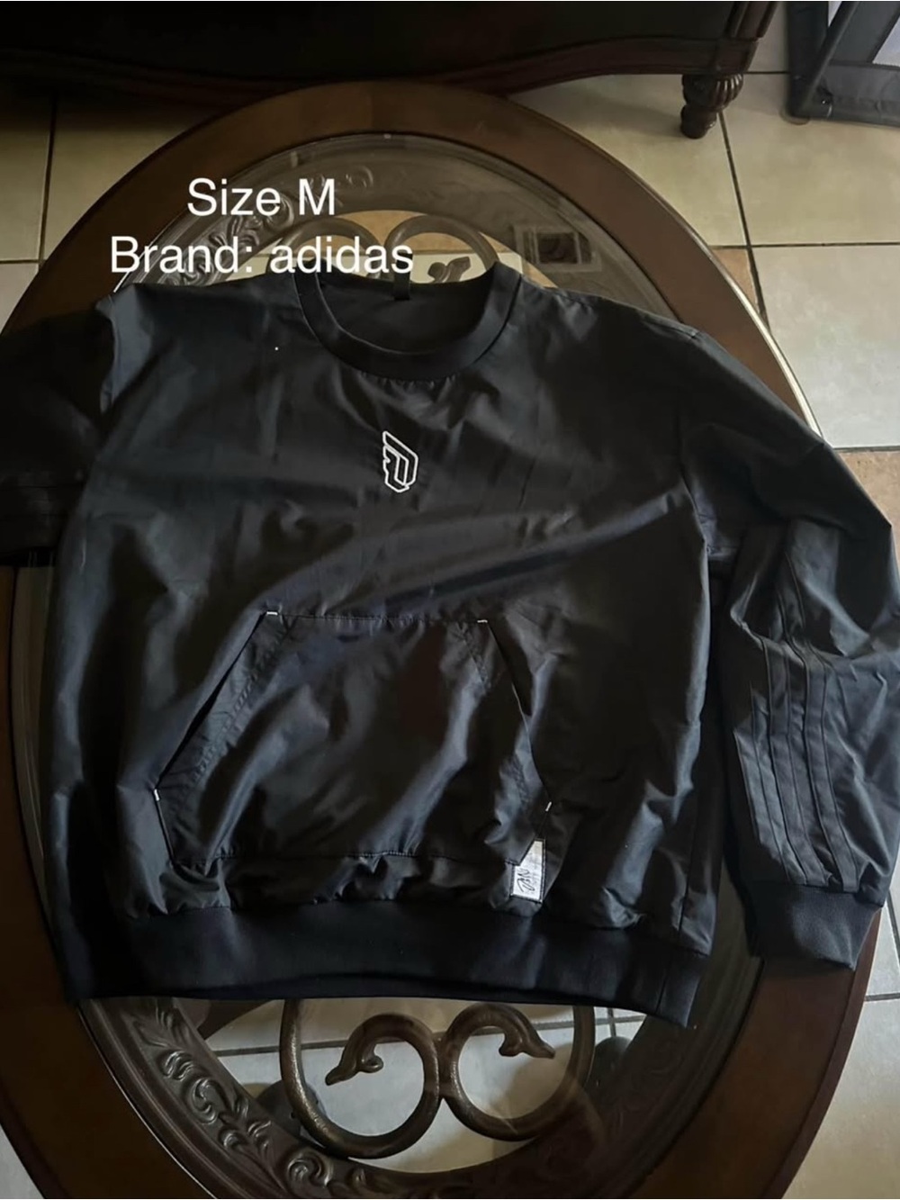 adidas Men’s Black Crewneck Pullover with Front Pocket